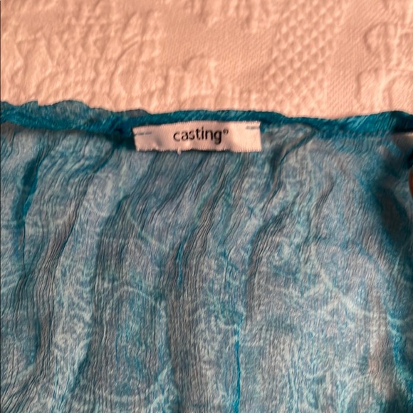 Blue Sheer Long Sleeve Dress. Coverup beach dress. - Picture 4 of 10